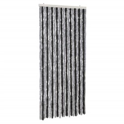 vidaXL Cortina antimoscas chenilla gris y negro 100x230 cm