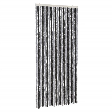 vidaXL Cortina antimoscas chenilla gris y negro 100x230 cm