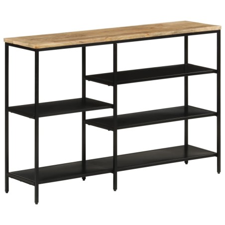 vidaXL Mesa consola madera maciza mango rugosa y hierro 110x30x75 cm