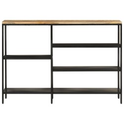 vidaXL Mesa consola madera maciza mango rugosa y hierro 110x30x75 cm
