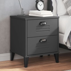 vidaXL Mesita de noche VIKEN madera maciza de pino gris antracita