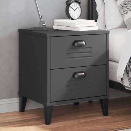 vidaXL Mesita de noche VIKEN madera maciza de pino gris antracita