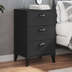 vidaXL Mesita de noche VIKEN madera maciza de pino negra