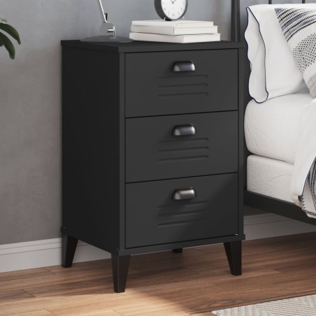 vidaXL Mesita de noche VIKEN madera maciza de pino negra