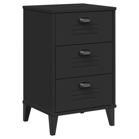 vidaXL Mesita de noche VIKEN madera maciza de pino negra