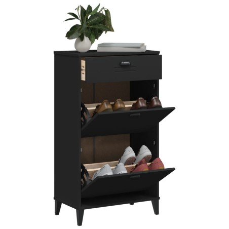 vidaXL Mueble zapatero VIKEN madera maciza de pino negro