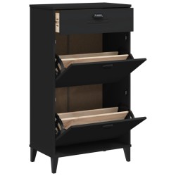 vidaXL Mueble zapatero VIKEN madera maciza de pino negro