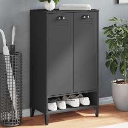 vidaXL Mueble zapatero VIKEN madera maciza de pino gris antracita