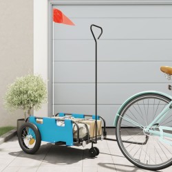 vidaXL Remolque para bicicletas hierro y tela Oxford azul