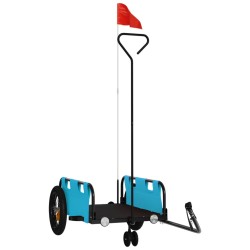vidaXL Remolque para bicicletas hierro y tela Oxford azul