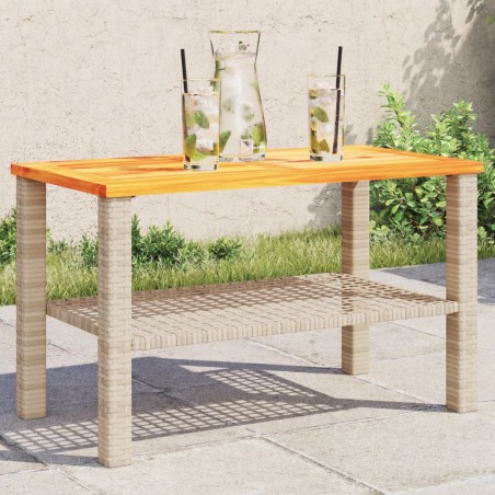 vidaXL Mesa de jardín ratán sintético madera acacia beige 70x38x42 cm