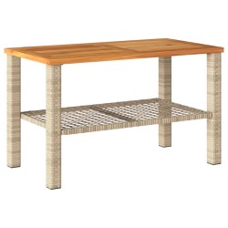 vidaXL Mesa de jardín ratán sintético madera acacia beige 70x38x42 cm