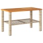 vidaXL Mesa de jardín ratán sintético madera acacia beige 70x38x42 cm vidaXL Mesa de jardín ratán sintético madera acacia beige 70x38x42 cm