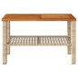 vidaXL Mesa de jardín ratán sintético madera acacia beige 70x38x42 cm vidaXL Mesa de jardín ratán sintético madera acacia beige 70x38x42 cm