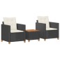 vidaXL Mesita y sillas con cojines 3 pzas ratán PE madera acacia negro vidaXL Mesita y sillas con cojines 3 pzas ratán PE madera acacia negro
