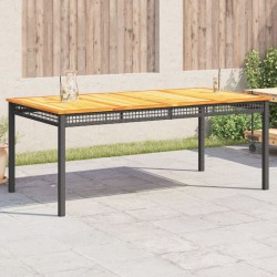 vidaXL Mesa de jardín ratán sintético madera acacia negro 180x90x75 cm