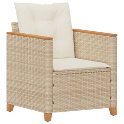 vidaXL Sillón de jardín con cojines ratán sintético beige