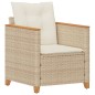 vidaXL Sillón de jardín con cojines ratán sintético beige