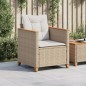 vidaXL Sillón de jardín con cojines ratán sintético beige