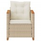 vidaXL Sillón de jardín con cojines ratán sintético beige