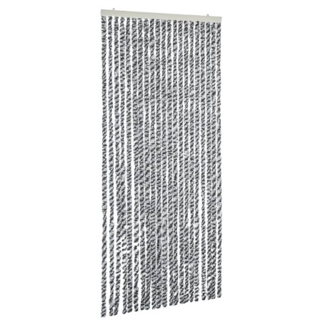 vidaXL Cortina antimoscas chenilla gris negro y blanco 100x230 cm
