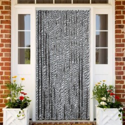 vidaXL Cortina antimoscas chenilla gris negro y blanco 56x200 cm