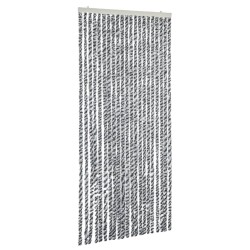 vidaXL Cortina antimoscas chenilla gris negro y blanco 56x200 cm