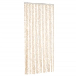 vidaXL Cortina antimoscas chenilla beige y blanco 100x220 cm