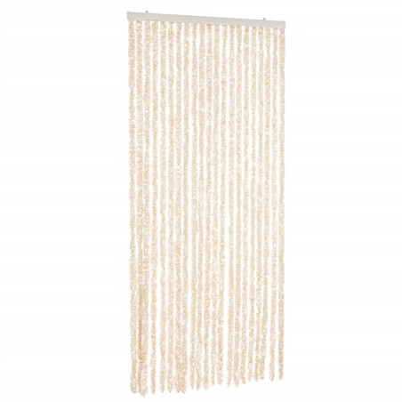 vidaXL Cortina antimoscas chenilla beige y blanco 100x220 cm