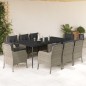 vidaXL Set comedor de jardín 9 pzas cojines ratán sintético gris claro vidaXL Set comedor de jardín 9 pzas cojines ratán sintético gris claro