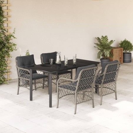 vidaXL Set comedor de jardín 5 pzas cojines ratán sintético gris claro