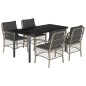 vidaXL Set comedor de jardín 5 pzas cojines ratán sintético gris claro vidaXL Set comedor de jardín 5 pzas cojines ratán sintético gris claro