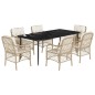 vidaXL Set comedor de jardín 7 pzas con cojines ratán sintético beige vidaXL Set comedor de jardín 7 pzas con cojines ratán sintético beige