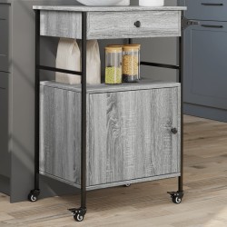vidaXL Carrito de cocina madera ingeniería gris Sonoma 56x43x89,5 cm