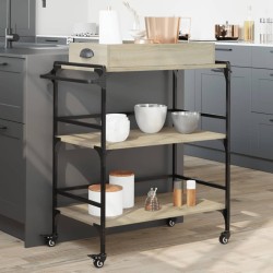 vidaXL Carrito de cocina madera ingeniería roble Sonoma 81,5x41x92,5cm