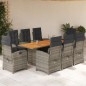 vidaXL Set comedor jardín 9 pzas y cojines ratán sintético gris vidaXL Set comedor jardín 9 pzas y cojines ratán sintético gris