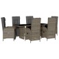 vidaXL Set comedor jardín 7 pzas y cojines ratán sintético gris vidaXL Set comedor jardín 7 pzas y cojines ratán sintético gris