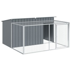 vidaXL Caseta perros con corral acero galvanizado gris 197x194x110 cm