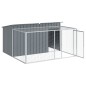vidaXL Caseta perros con corral acero galvanizado gris 197x194x110 cm