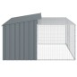 vidaXL Caseta perros con corral acero galvanizado gris 197x194x110 cm