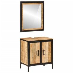 vidaXL Conjunto de muebles de baño 2 pzas madera maciza mango y hierro