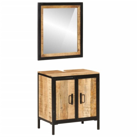 vidaXL Conjunto de muebles de baño 2 pzas madera maciza mango y hierro