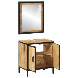 vidaXL Conjunto de muebles de baño 2 pzas madera maciza mango y hierro