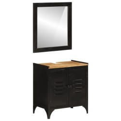 vidaXL Conjunto de muebles de baño 2 pzas madera maciza mango y hierro