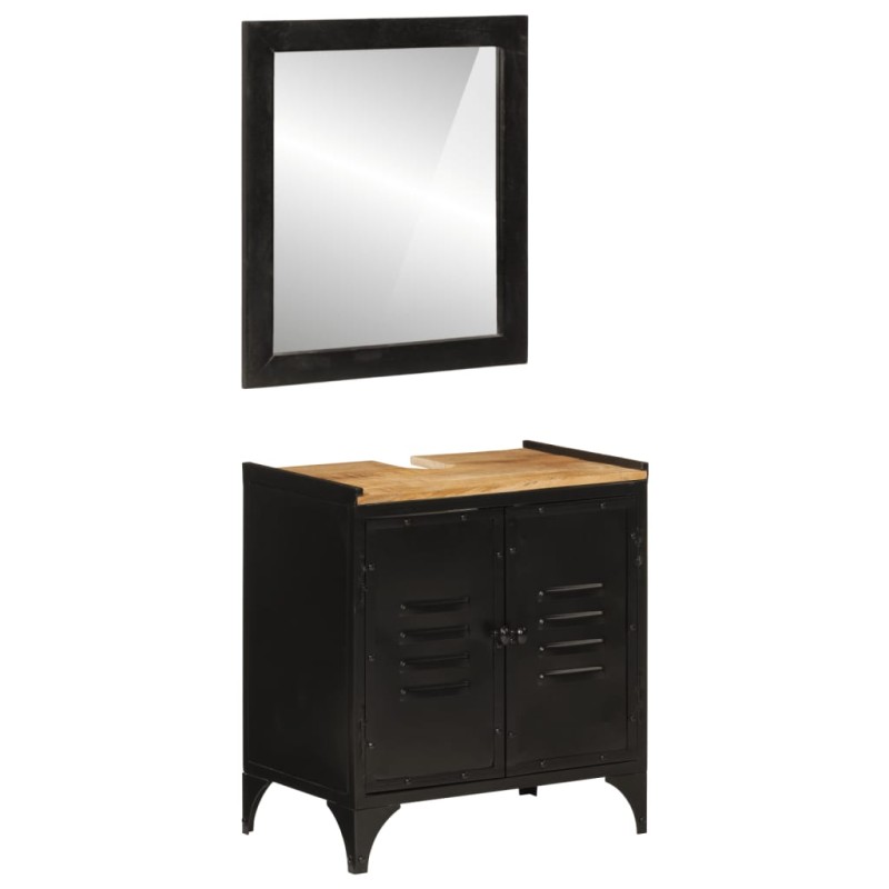 vidaXL Conjunto de muebles de baño 2 pzas madera maciza mango y hierro vidaXL Conjunto de muebles de baño 2 pzas madera maciza mango y hierro