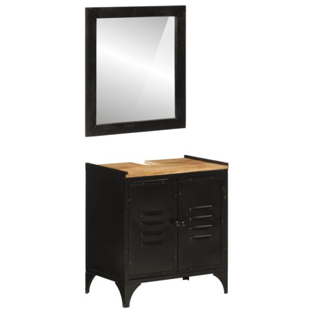 vidaXL Conjunto de muebles de baño 2 pzas madera maciza mango y hierro