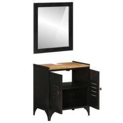 vidaXL Conjunto de muebles de baño 2 pzas madera maciza mango y hierro