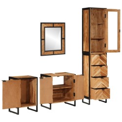 vidaXL Conjunto de muebles baño 4 pzas madera maciza acacia y hierro
