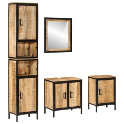 vidaXL Conjunto de muebles de baño 4 pzas madera maciza mango y hierro