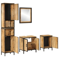 vidaXL Conjunto de muebles de baño 4 pzas madera maciza mango y hierro